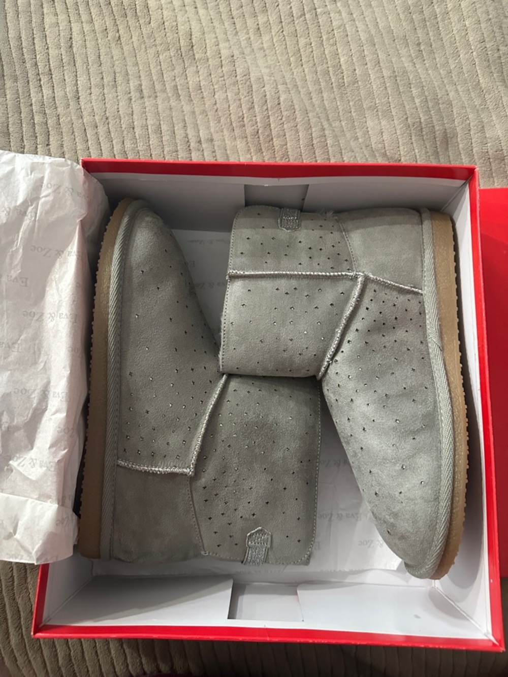 Metallic Silver Suede Mid-Calf Boots